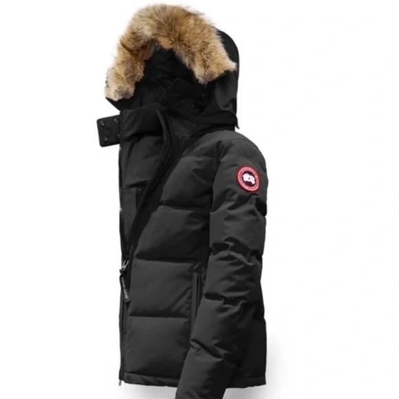 CANADA GOOSE BLACK CHELSEA FUR HOOD PARKA COAT